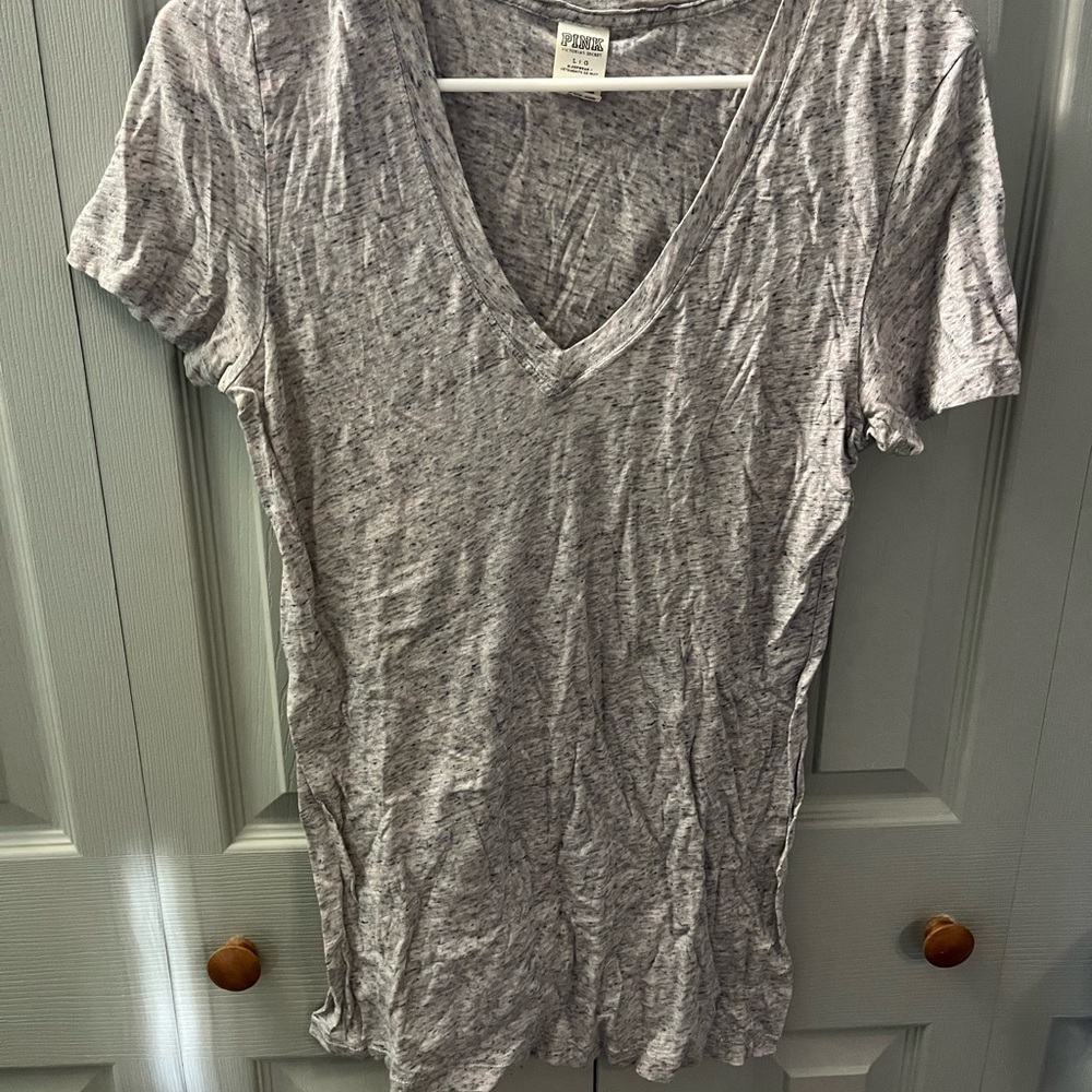 Gray V-Neck Women's Top